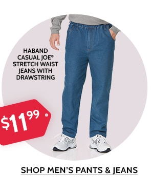 Styles from $6.99 Prime Picks: Tops, Shirts, Fleece & More! Haband Casual Joe Stretch Waist Jeans With Drawstring - Shop Men's Pants & Jeans