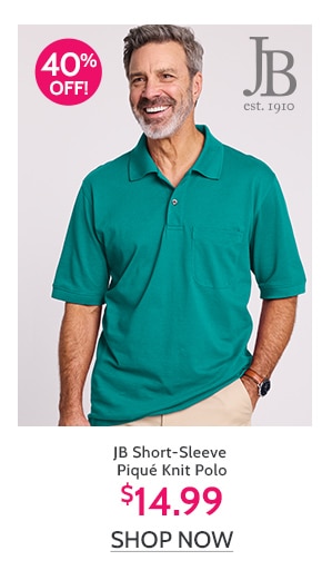 JB Short Sleeve Pique Knit Polo $14.99 - Shop Now