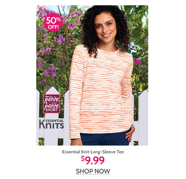 Essential Knit Long Sl;eeve Tee $9.99 - Shop Now