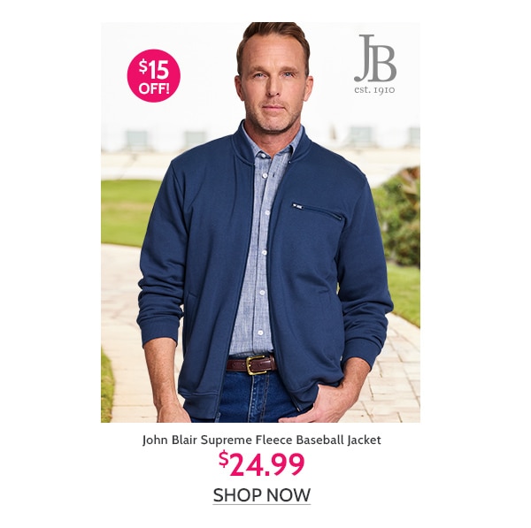 John Blair Supreme Fleece Baseball Jacket $24,99 - Shop Now