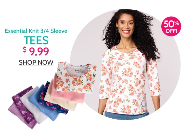 Esential Knit 3-4 Sleeve Tees $9.99 - Shop Now