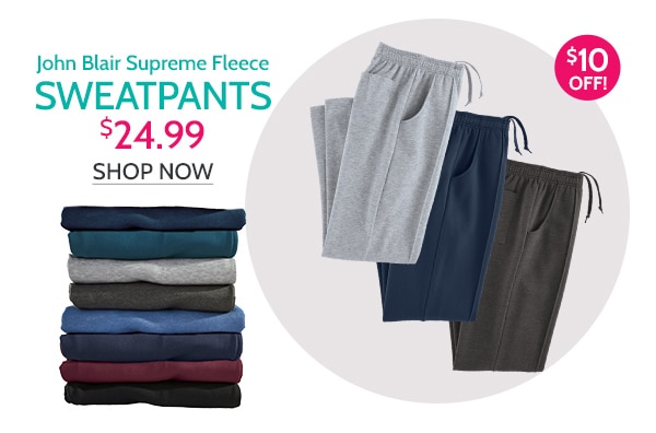 John Blair Supreme Fleece Sweatpants $24.99 - Shop Now