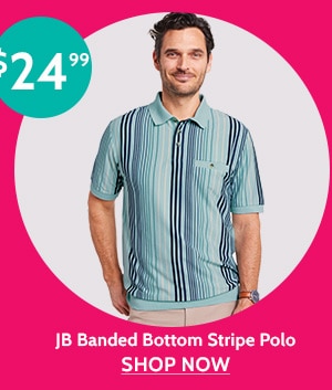 Lowest Prices of the Season! JB Banded Bottom Strip Polo - Shop Now