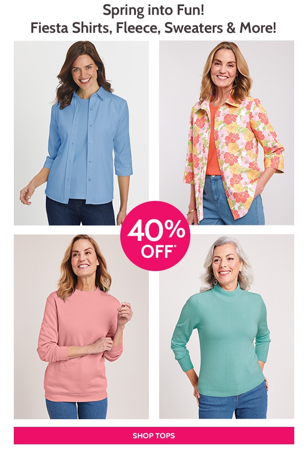 Spring into Fun! Fiesta shirts, Fleece, Sweaters & more - Shop Tops