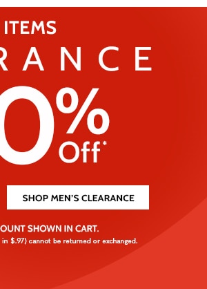 1200 + Items Clearance as low as $4.97 up to 80% off - Shop Men's Clearance
