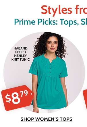 Styles from $8.79 Prime Picks: Tops, Fleece, Shirts and More! Haband Eyelet Henlewy Knit Tunic- Shop Women's Tops