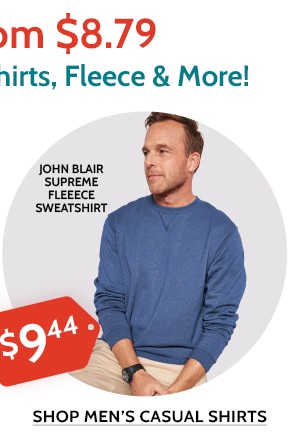 Styles from $8.79 Prime Picks: Tops, Fleece, Shirts and More! John blair Supreme Fleece Sweatshirt - Shop Men's Casual Shirts