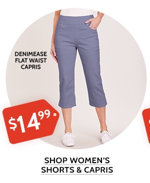 Styles from $8.79 Prime Picks: Tops, Fleece, Shirts and More! Denimease Flat Waist Capris - Shop Women's Shorts & Capris