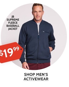 Styles from $8.79 Prime Picks: Tops, Fleece, Shirts and More! JB Supreme Fleece Baseball Jacket - ShopMen's Activewear