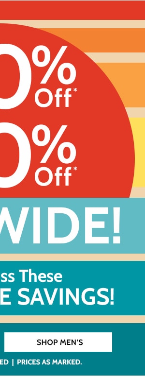 50% to 80% Off Sitewide! Don't miss these increadible Savings! - Shop Men's
