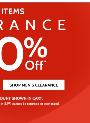 1200 + Items Clearance as low as $4.97 up to 80% off - Shop Men's Clearance