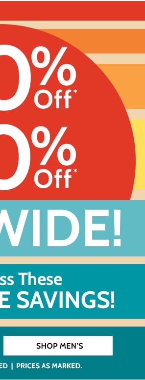 50% to 80% Off Sitewide! Don't miss these increadible Savings!- Shop Men's