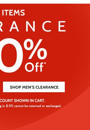 1200 + Items Clearance as low as $4.97 up to 80% off - Shop Men's Clearance