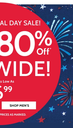 Pre-Memorial Day Sale! 50% to 80% Off Sitewide! Styles as low as $6.99 - Shop Men's
