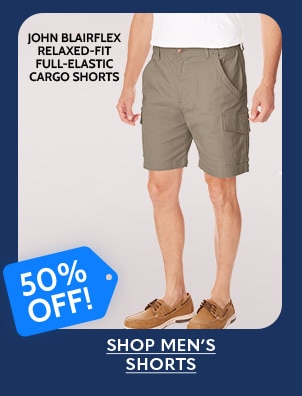 John BlairFlex Relaxed-Fit Full Elastic Cargo Shorts 50% off - Shop Men's Shorts