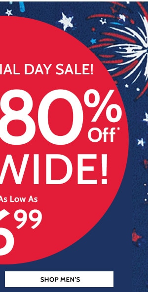 Pre-Memorial Day Sale! 50% to 80% Off Sitewide! Styles as low as $6.99 - Shop Men's