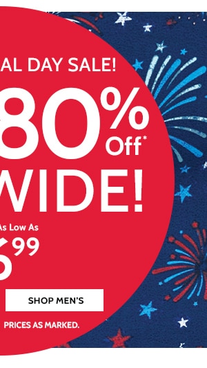 Pre-Memorial Day Sale! 50% to 80% Off Sitewide! Styles as low as $6.99 - Shop Men's