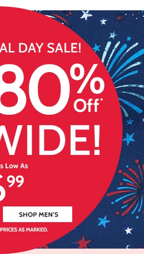 Pre-Memorial Day Sale! 50% to 80% Off Sitewide! Styles as low as $6.99 - Shop Men's
