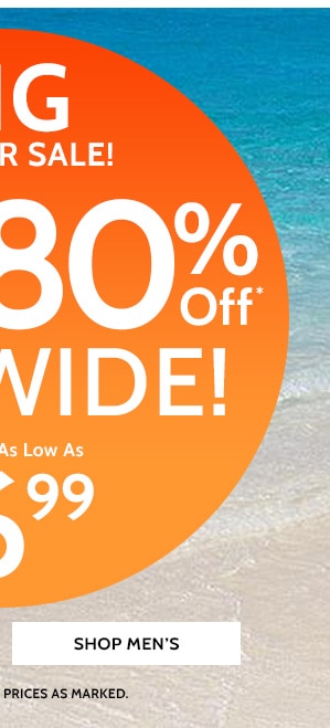Big Summer Sale! 50% To 80% Off Sitewide! Styles as low as $6.99 - Shop Men's