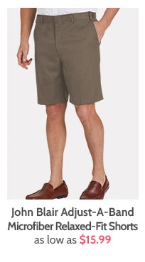 John Blair Adjust-A-Band Microfiber Relaxed Fit Shorts as low as $15.99