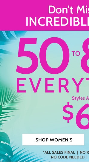 Big Summer Sale! 50% to 80% Off Sitewide! Styles as low as $6.99 - Shop Women's