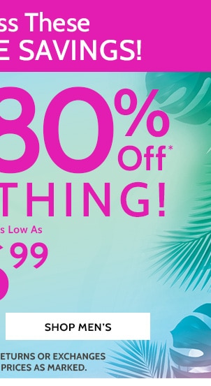 Big Summer Sale! 50% to 80% Off Sitewide! Styles as low as $6.99 - Shop Men's