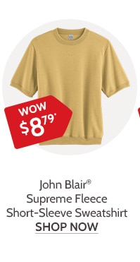 John Blair Supreme Fleece Short-Sleeve Sweatshirt - Shop Now