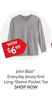 John Blair® Everyday Jersey Knit Long-Sleeve Pocket V-Neck Tee - Shop Now