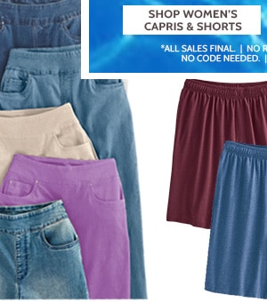 Don't miss These Increadible Savings! 60 to 80% Off all Bottoms! Styles as low as $6.99 - Shop Women's Capris & Shorts