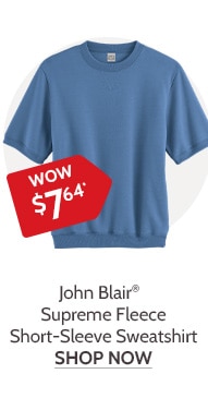 John Blair Supreme Fleece Short Sleeve Sweatshirt - Shop Now