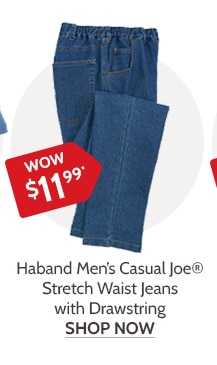 Haband Men's Casual joe Stretch Waist Jeans with Drawstring - Shop Now