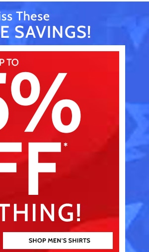 Don't miss these increadible Savings! 85% Shop Men's Shirts