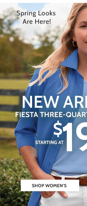 New Arrivals! Fiesta Three Quarter Sleeve Shirt Starting at $19.99 *Prices as marked - Shop Women's