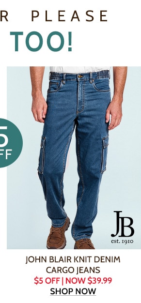 John Blair $5 Off Too! John Blair Knit Denim Cargo Jeans $5 Off Now $39.99 - Shop Now
