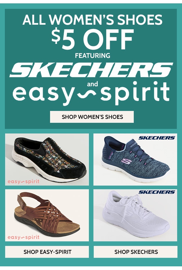 All Women's Shoes $5 Off Featuring Skechers eaasy and sprit Shop Women's Shoes
