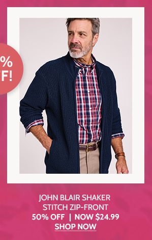 John Blair Shaker Stitch Zip Front 50% Off | Now $24.99 - Shop Now
