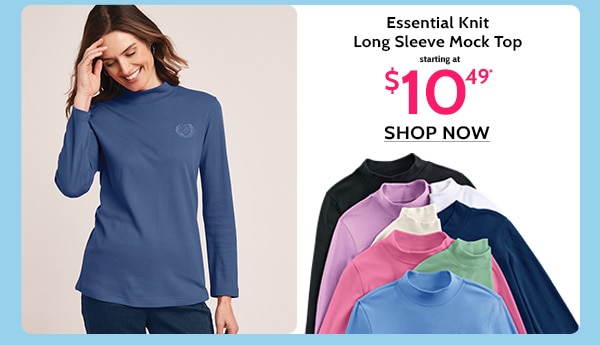 Essential Knit Long Sleeve Mock Top