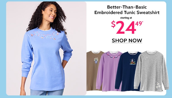 Better-Than-Basic Embroidered Tunic Sweatshirt
