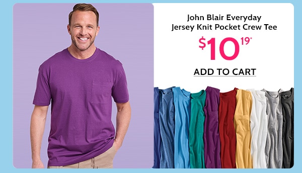 John Blair Supreme Everyday Jersey Knit Pocket Crew tee