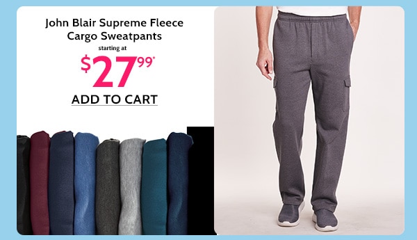 John Blair Supreme Fleece Cargo Sweatpants